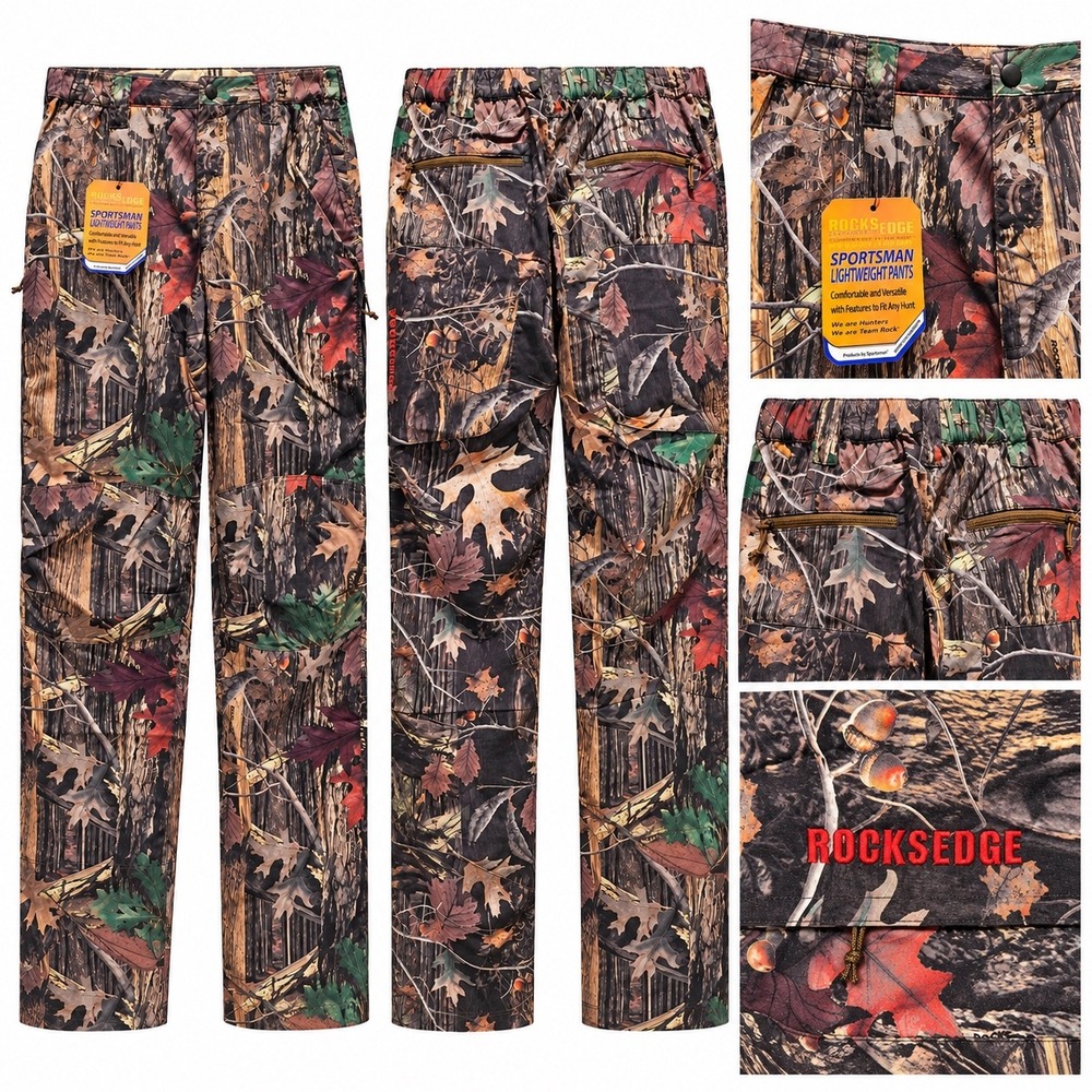 Rocks Edge Sportsman Camo Hunting Pants Mens 30x32 Lightweight 5120 Camouflage